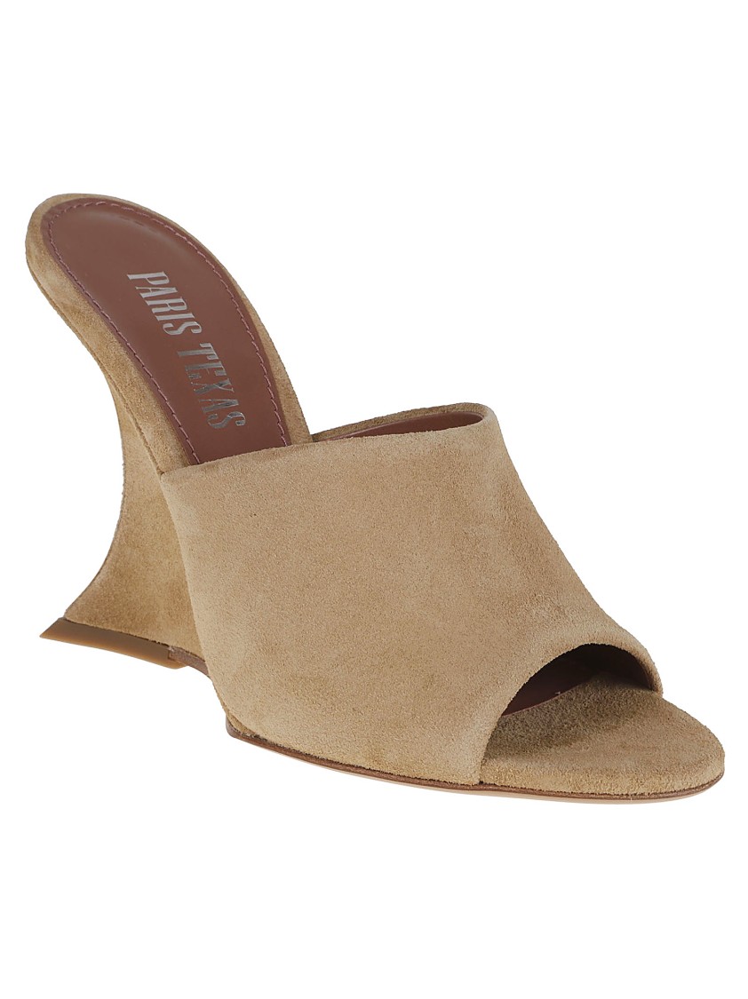 Paris Texas Nina Suede Open-toe Slingback Mules In Brown
