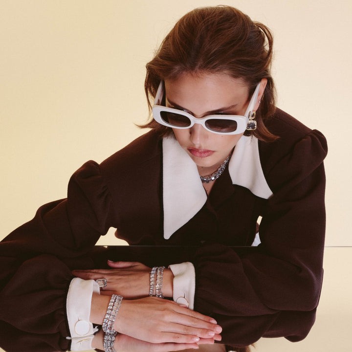 Linda Farrow Lola Rectangular Sunglasses In In White