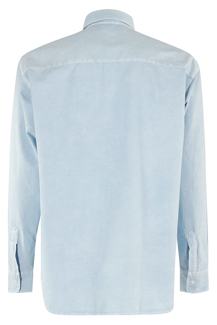 Aspesi Light Blue Cotton Shirt With Classic Collar In Blue
