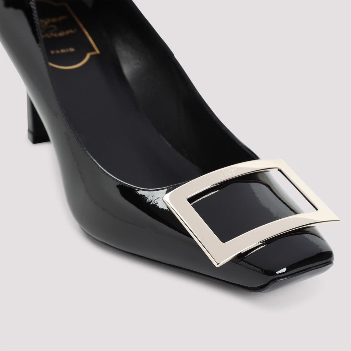 Roger Vivier Belle Vivier T.70 Black Calfskin Pumps With Metal Buckle In Black