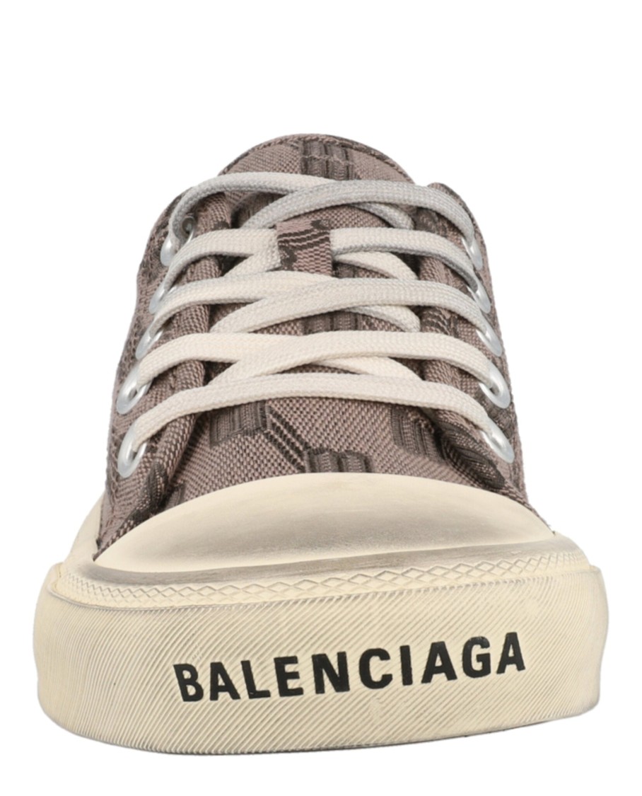 Balenciaga Paris Bb Monogram Low-top Sneakers In Brown