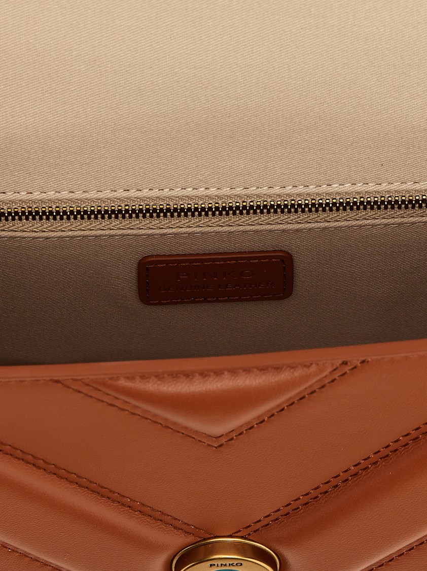 Pinko Mini Love One Crossbody Bag In Brown