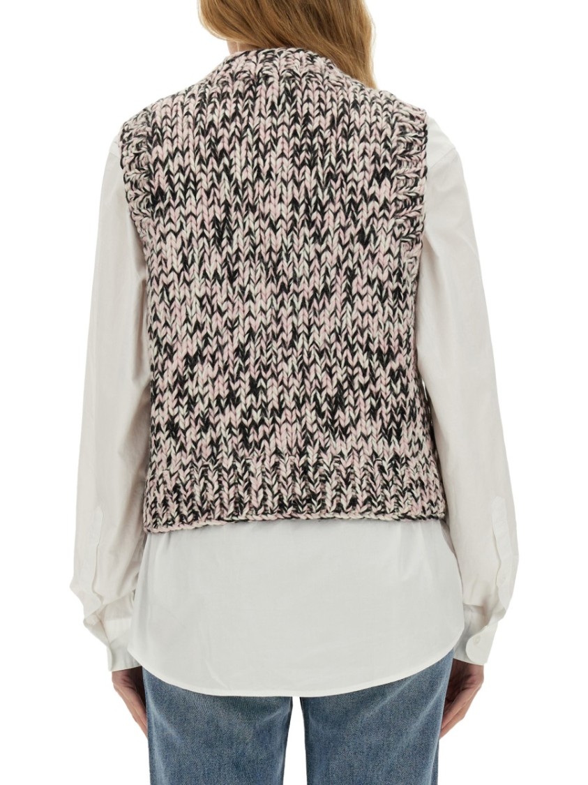 Ganni Woolen Vest With Inl In Multicolor