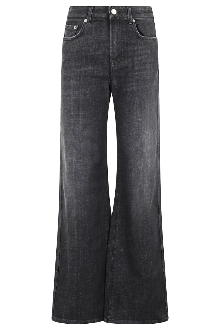 Department Five Wide-leg Black Denim Jeans With Medium Rise In Black