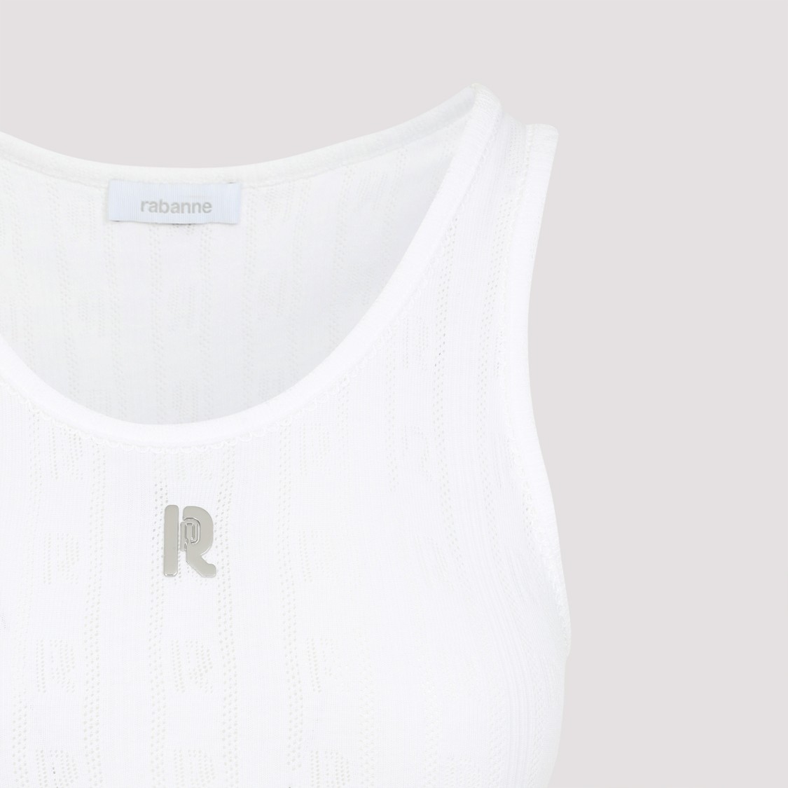 Shop Rabanne Fitted Ribbed Cotton Tank Top In White