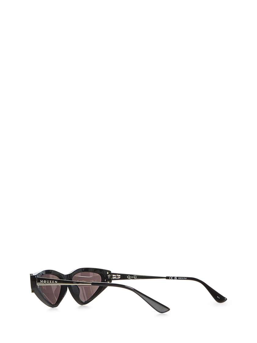 Alexander Mcqueen Cat-eye Black Acetate Sunglasses With Metal Temples In Black