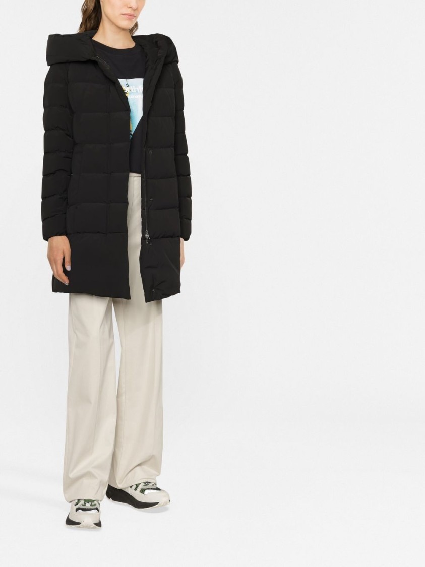 Woolrich Mid-length Padded Coat With Classic Hood In Black
