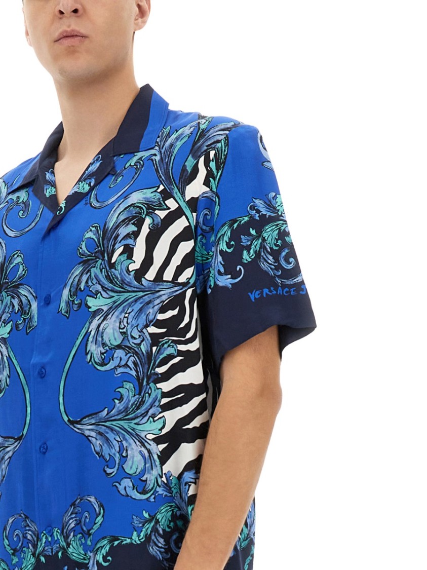 Shop Versace Jeans Couture Relaxed-fit Short-sleeved Shirt With Floral