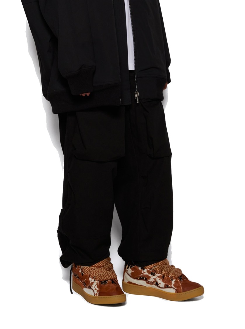 Lanvin Curb Leather Sneakers In Brown