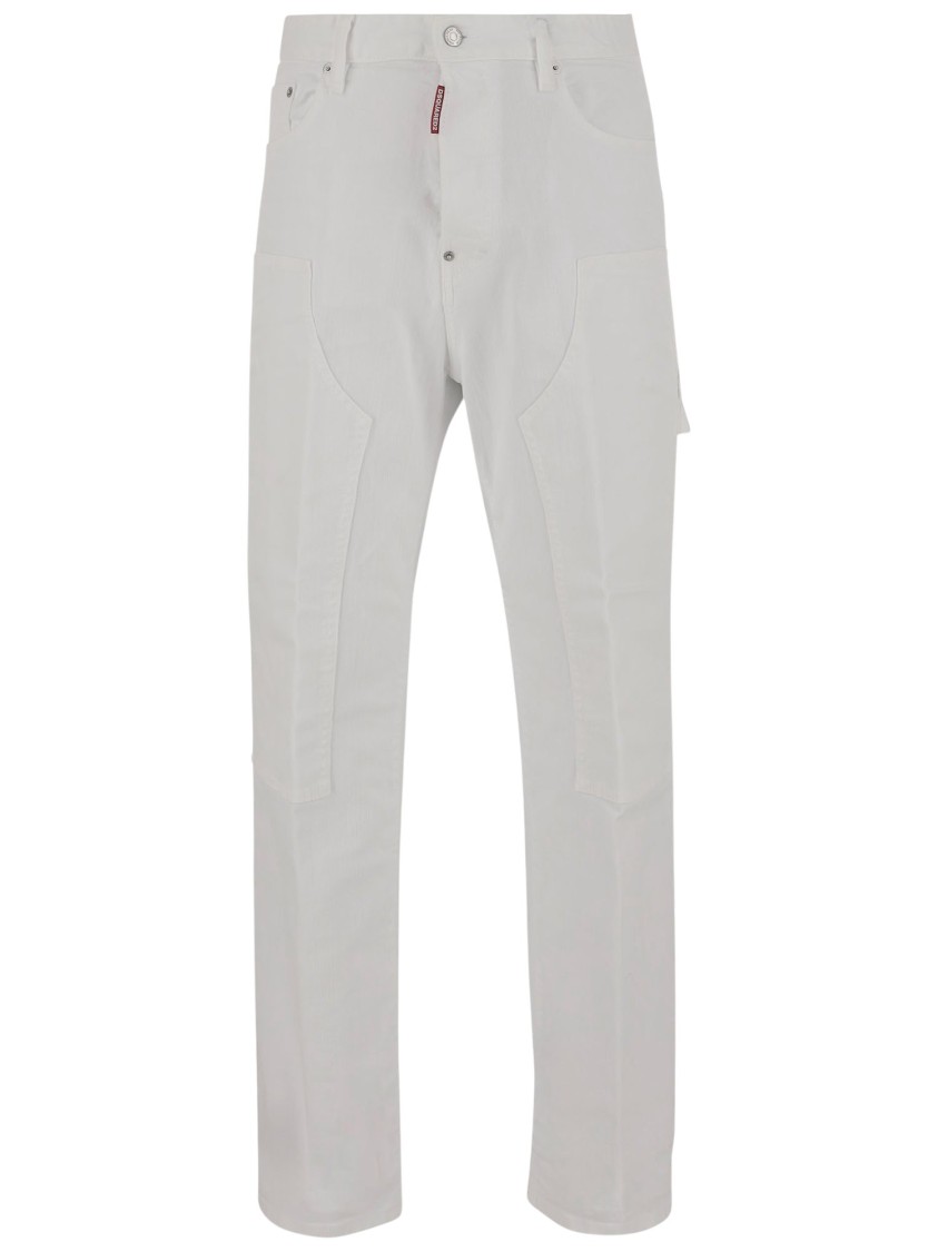 Shop Dsquared2 Stretch Cotton Cargo Pants In White