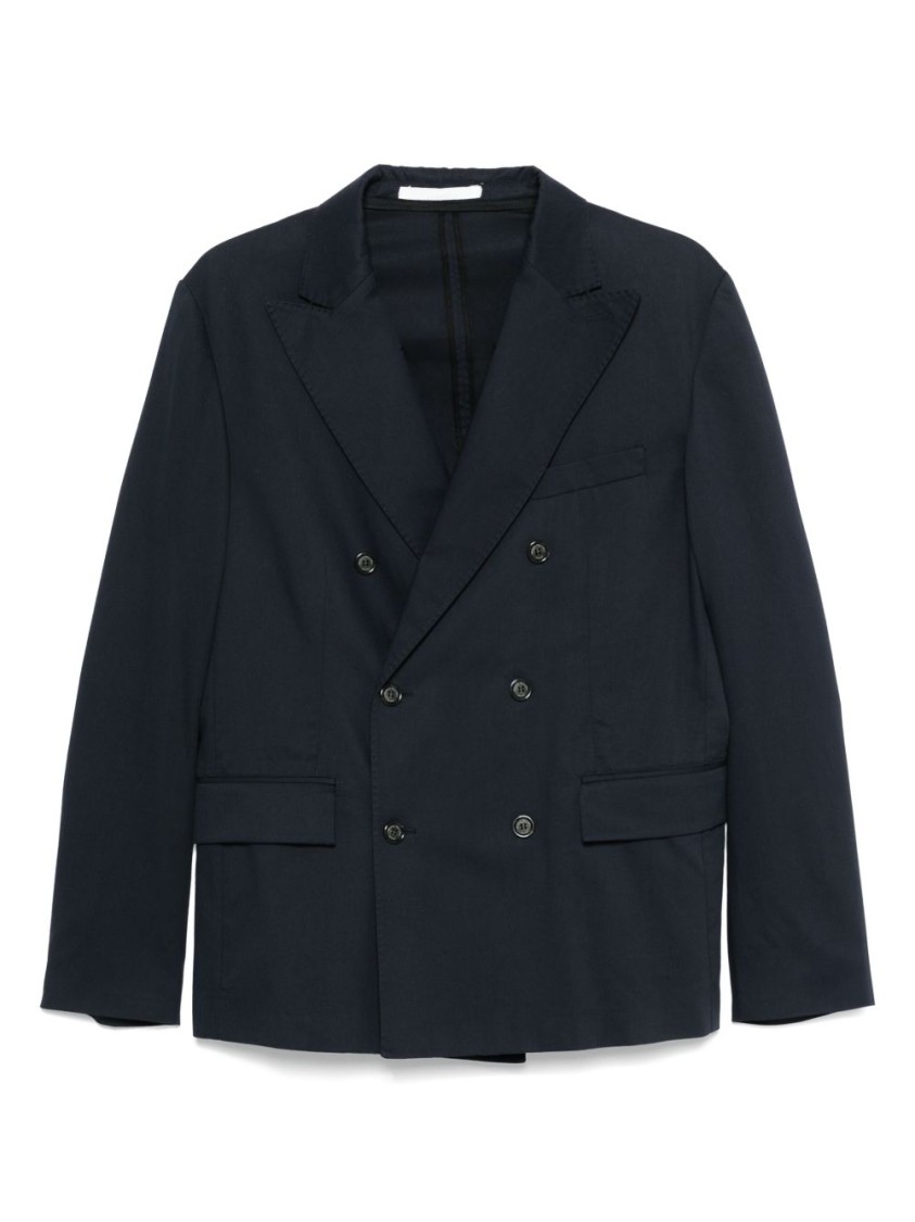 Paolo Pecora Double-breasted Tailored Jacket With Sharp Lapels In Black
