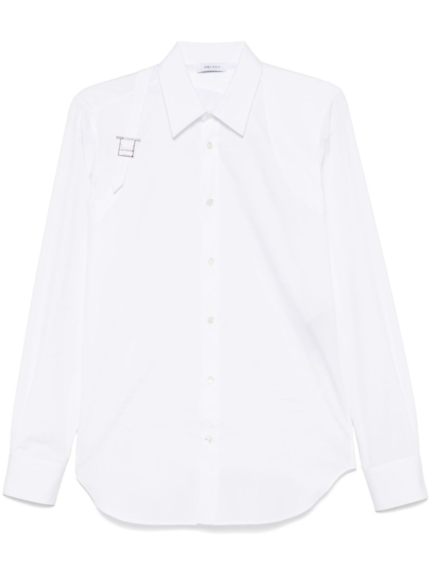 Alexander Mcqueen Refined White Shirt With Metal Accent In White