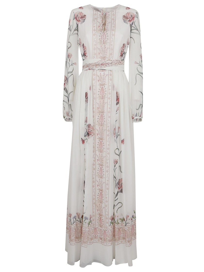 Giambattista Valli Silk Maxi Dress With Floral Embroidery In White