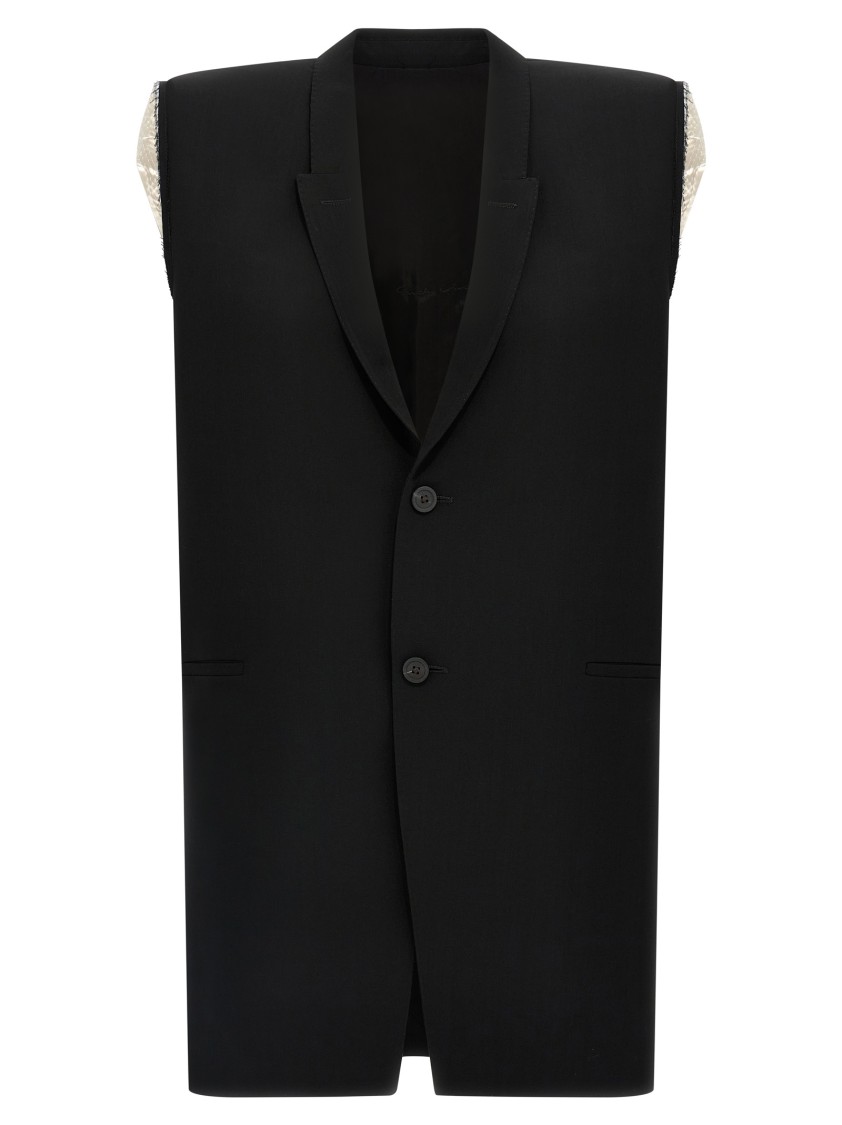 Rick Owens Tailored Sl Sleeveless Jacket With Back Belt In Black