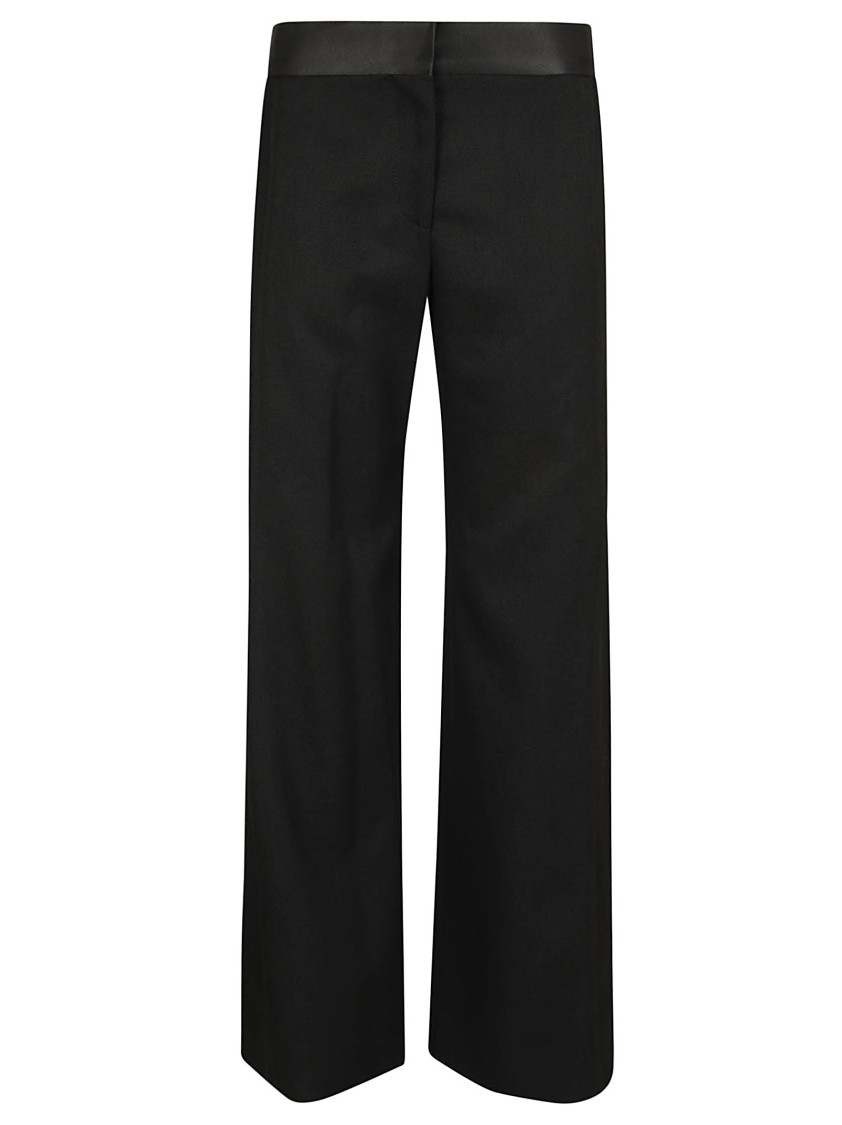Victoria Beckham Side Panel Wool-blend Wide-leg Pants In Black