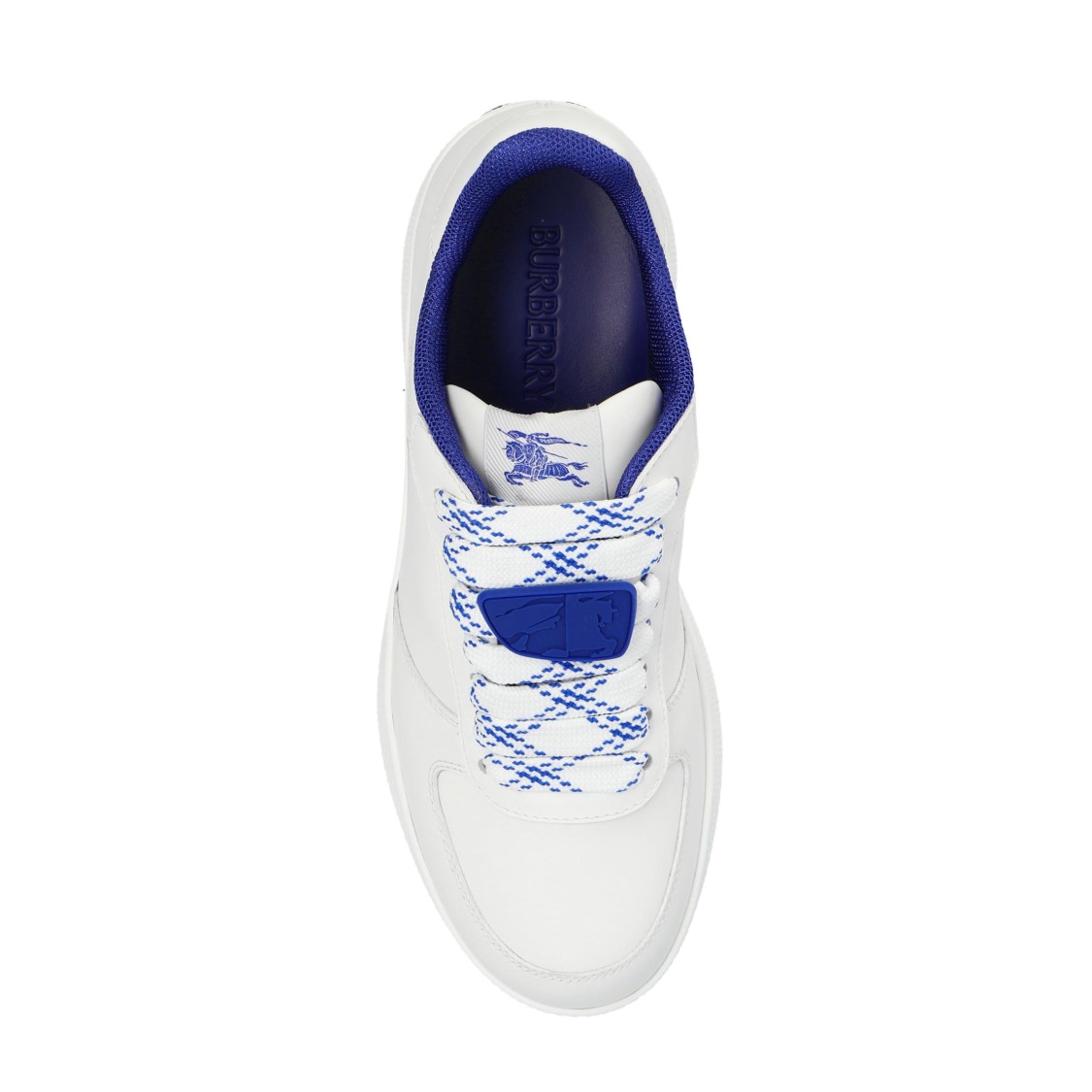 Burberry Calf Leather Sneakers With Contrasting Sole And Woven Laces In White
