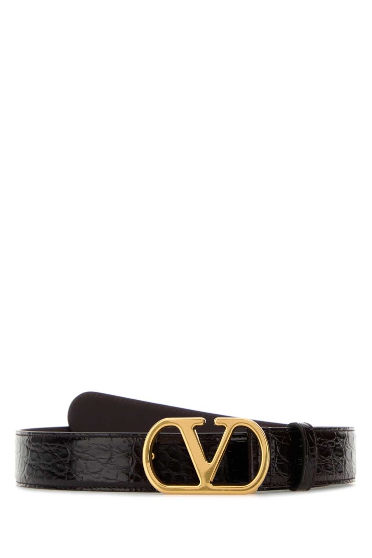 Valentino Garavani Brown Leather Belt In Black