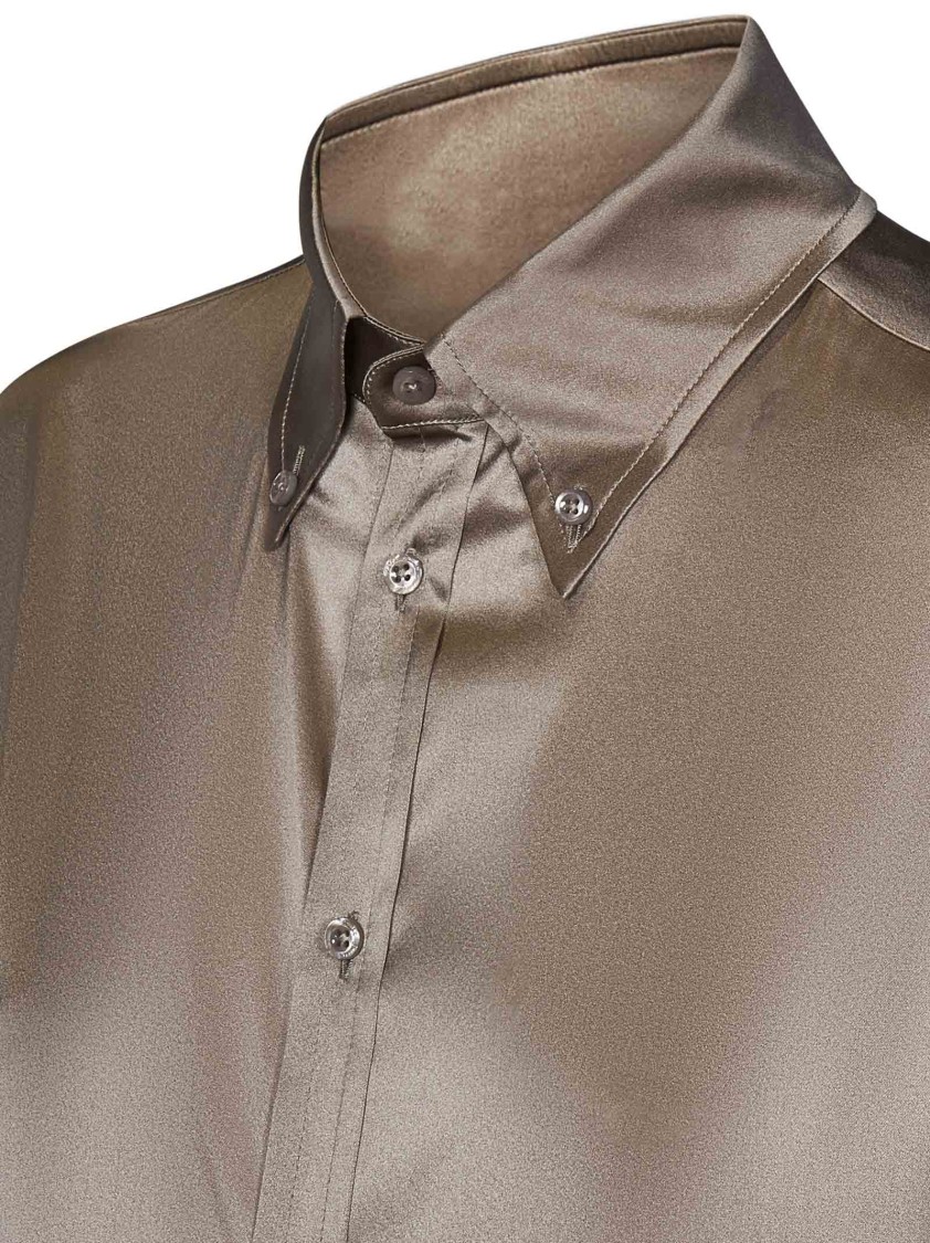 Polo Ralph Lauren Silk Shirt With Classic Button-down Front In Brown