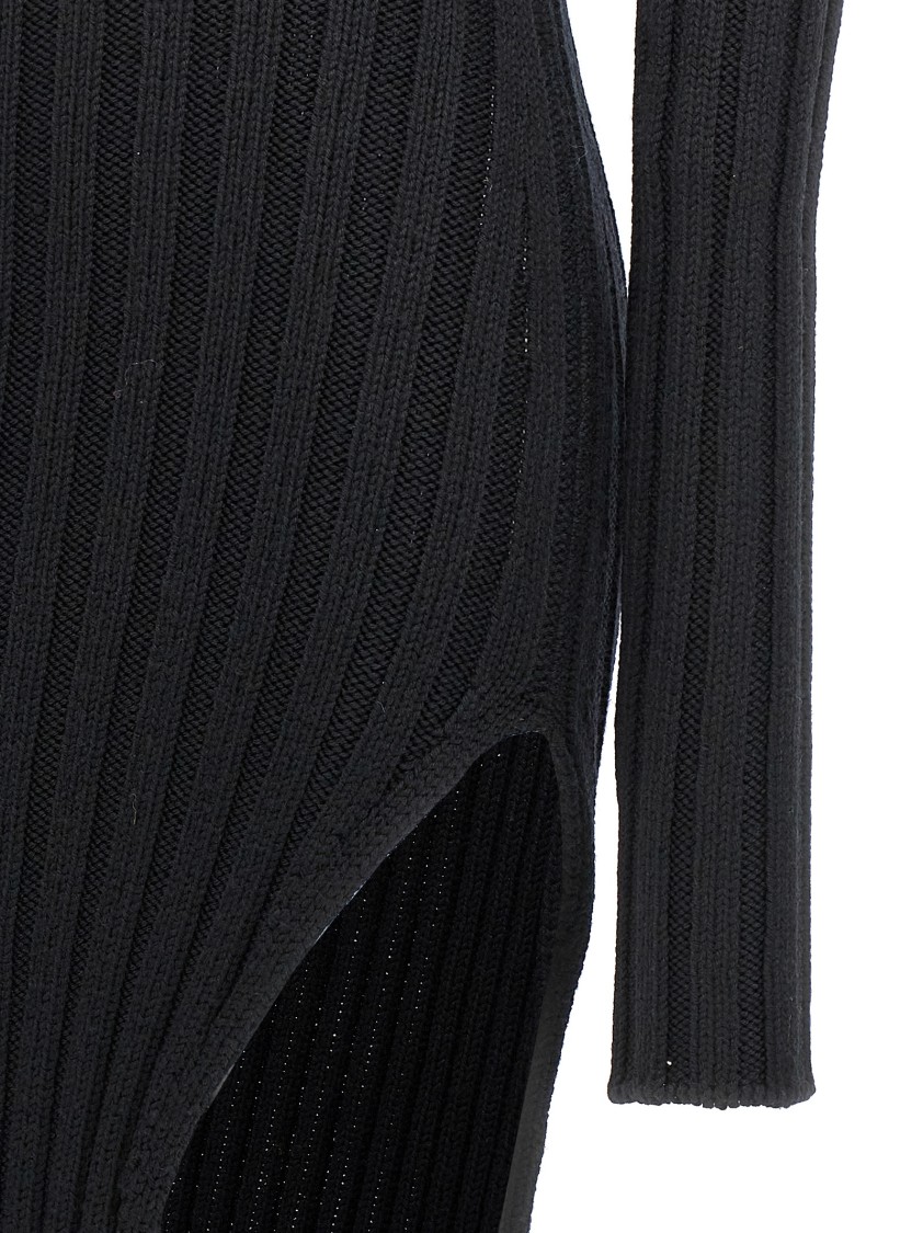 Ann Demeulemeester Cyntia Long Asymmetric High Neck Sweater In Black