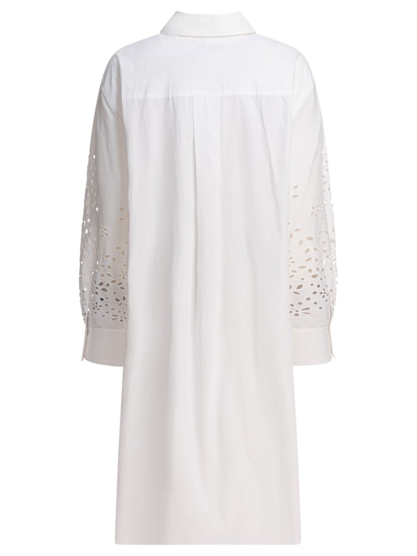 Self-portrait Broderie Anglaise Midi Shirt Dress In White