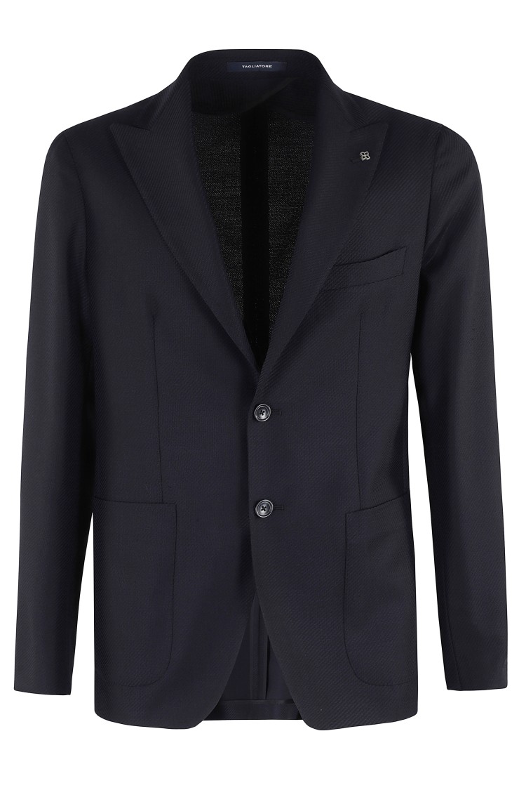 Shop Tagliatore Diagonal Wool Jacket In Blue