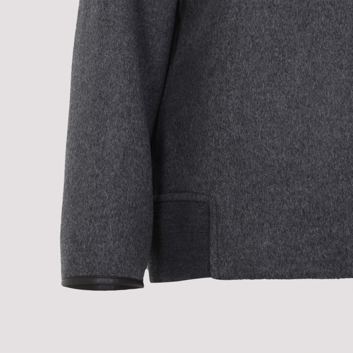 Bottega Veneta Relaxed Fit Grey Wool Jacket In Black