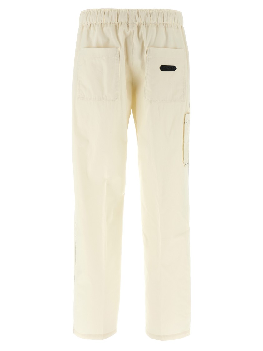 Lanvin Lightweight Cotton Trousers With Adjustable Drawstring In Neutral