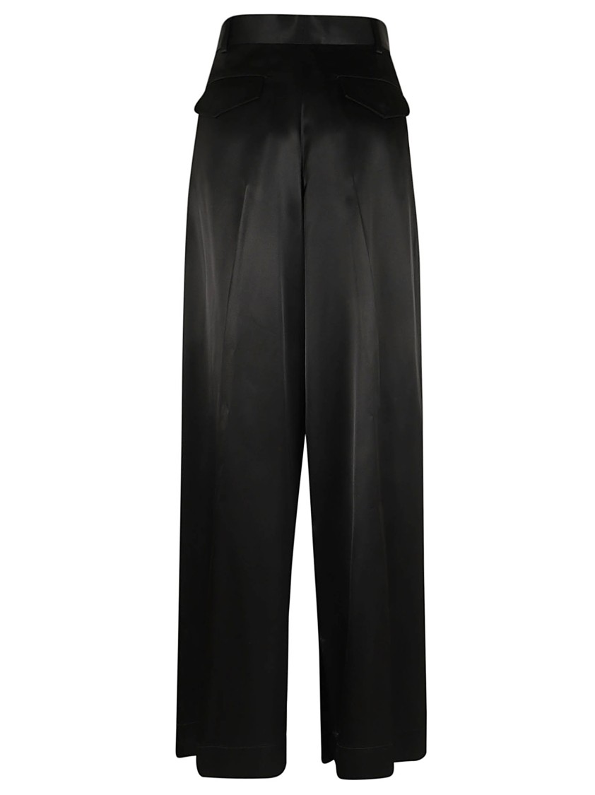 Jil Sander High Waist Pleated Front Wide Leg Trousers In Black