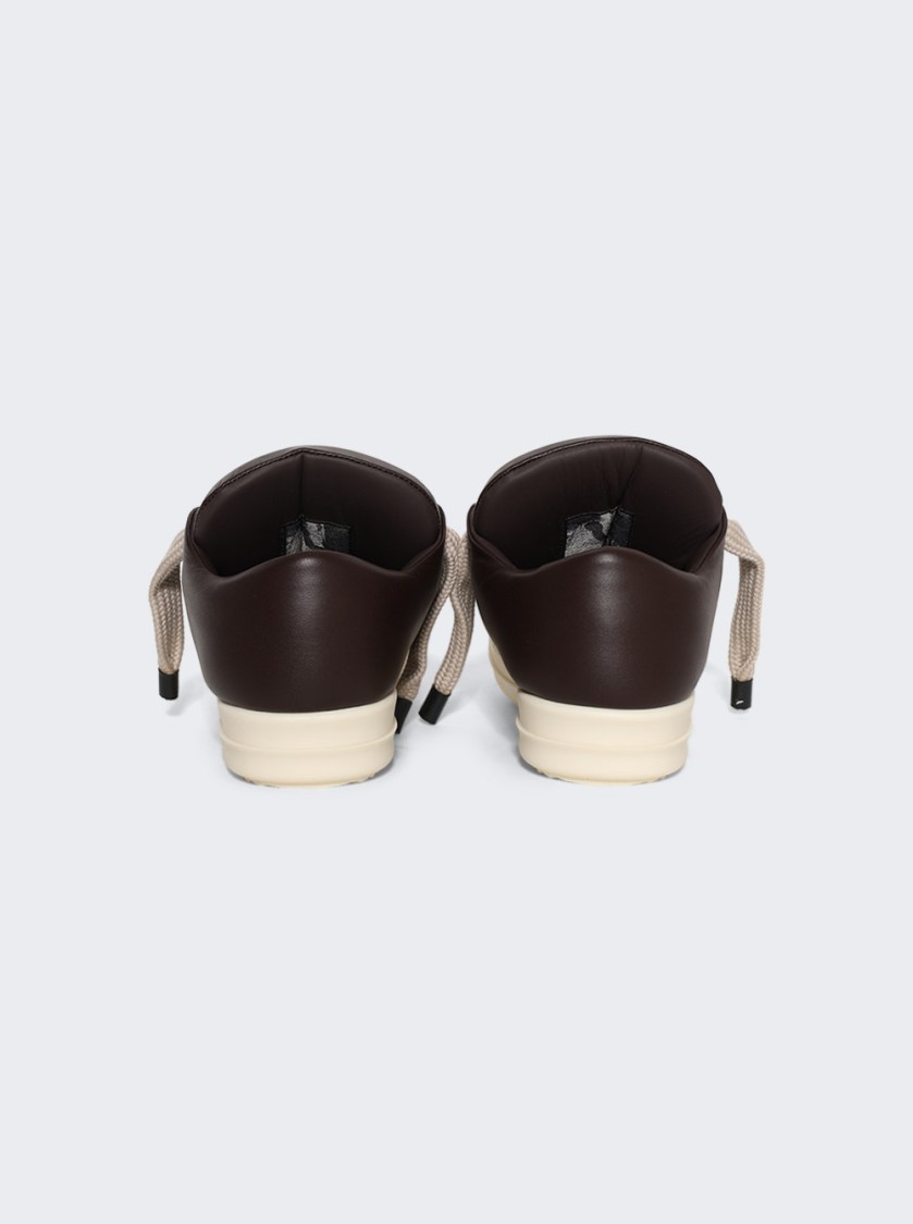 Rick Owens Hollywood Jumbolace Low Sneakers Mahogany And Milk In Brown