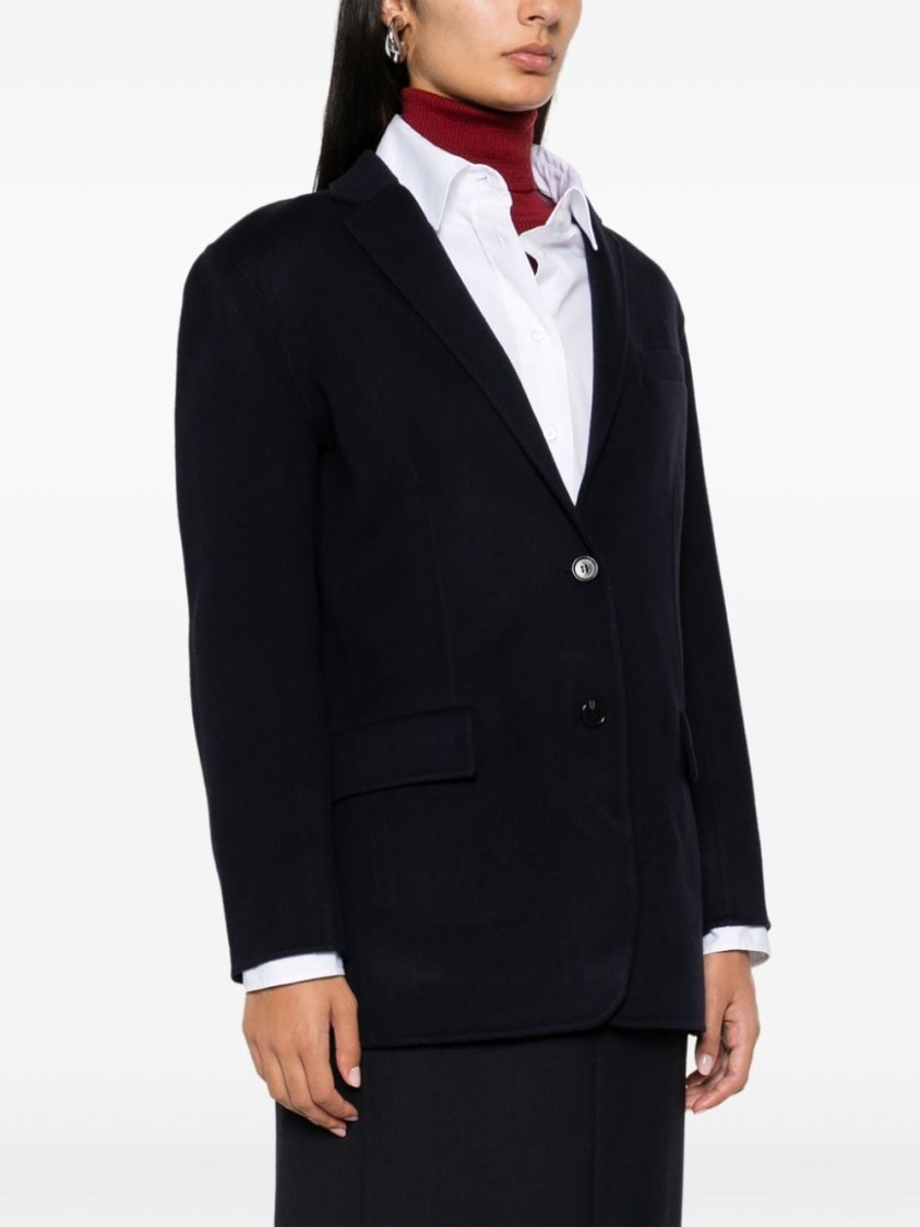 Shop Theory Navy Blue Wool Cashmere Blazer In Black