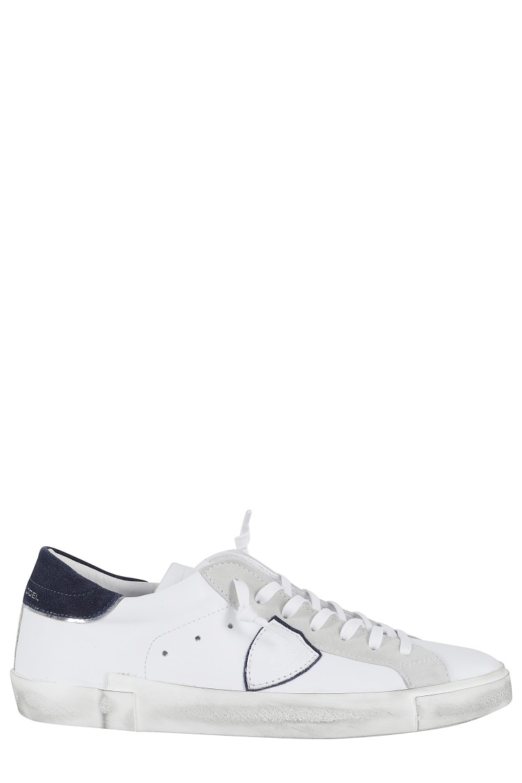 Philippe Model Sneakers Prsx In White And Blue Leather In White