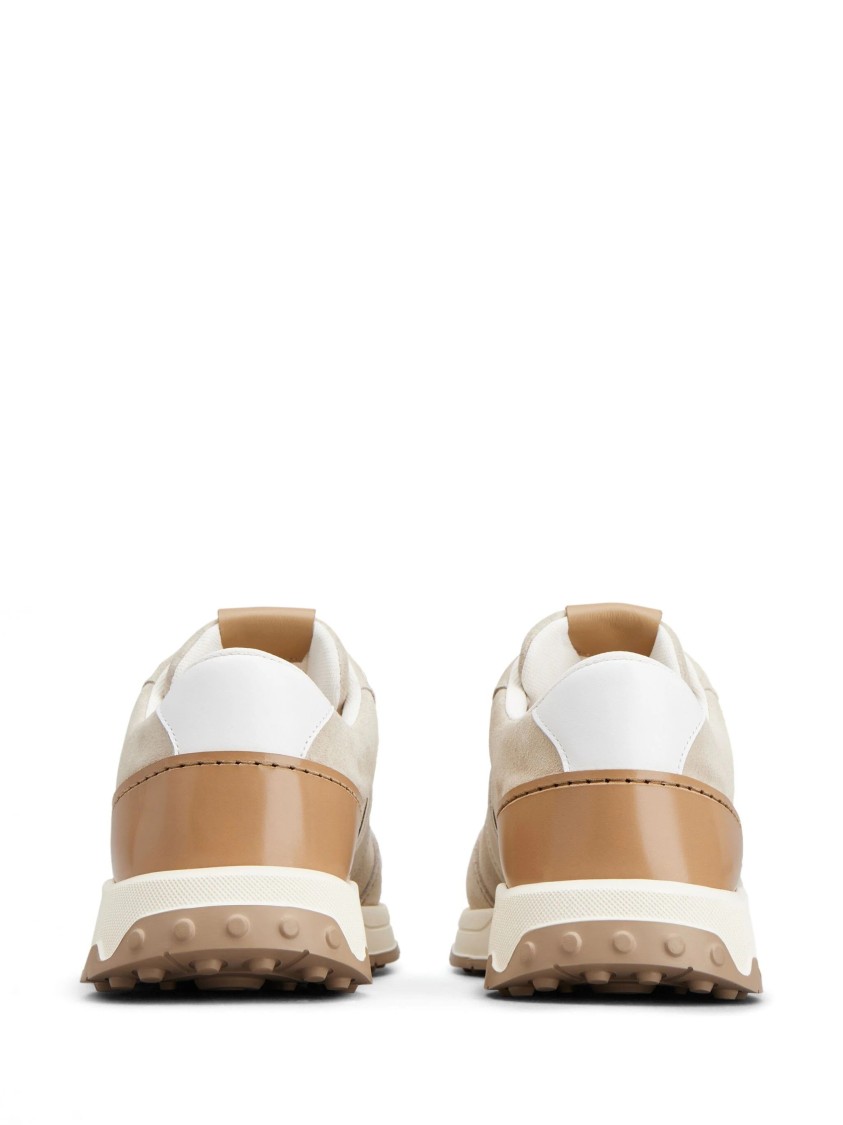 Tod's Leather-trim Suede Sneakers In Neutral