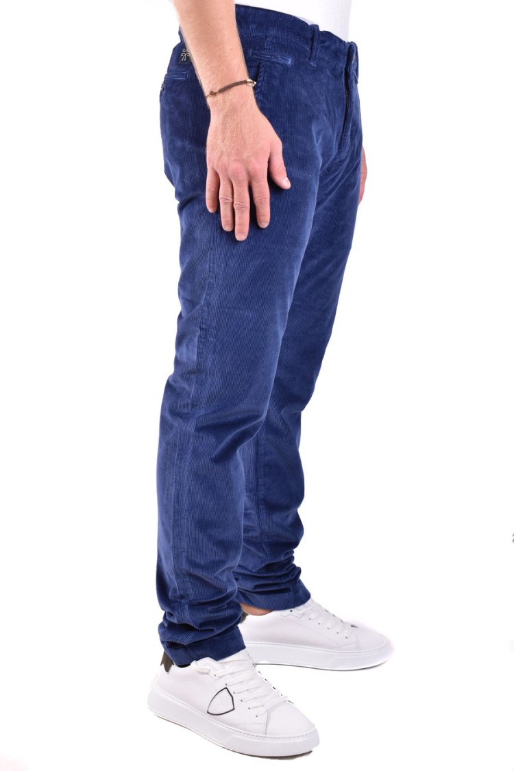 Jacob Cohen Tailored Dark Blue Trousers With Subtle Corduroy Texture In Blue
