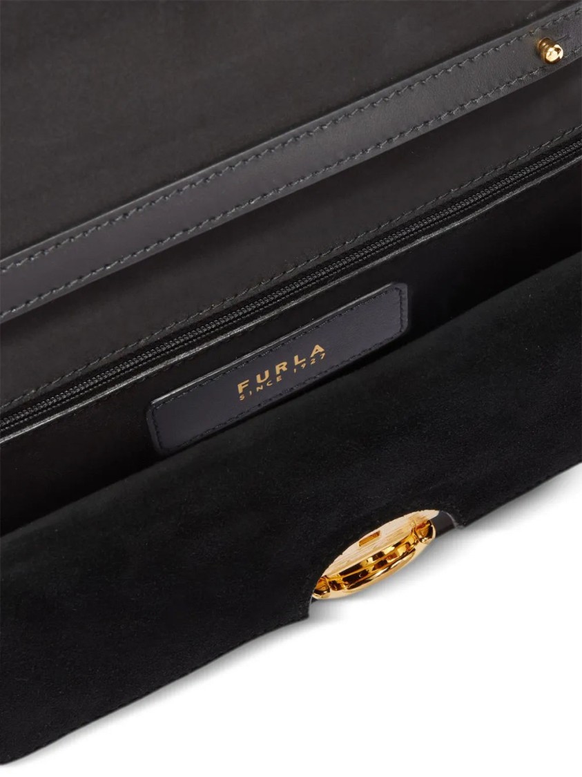 Furla Leather Crossbody Bag Chain Strap Gold-tone Hardware In Black
