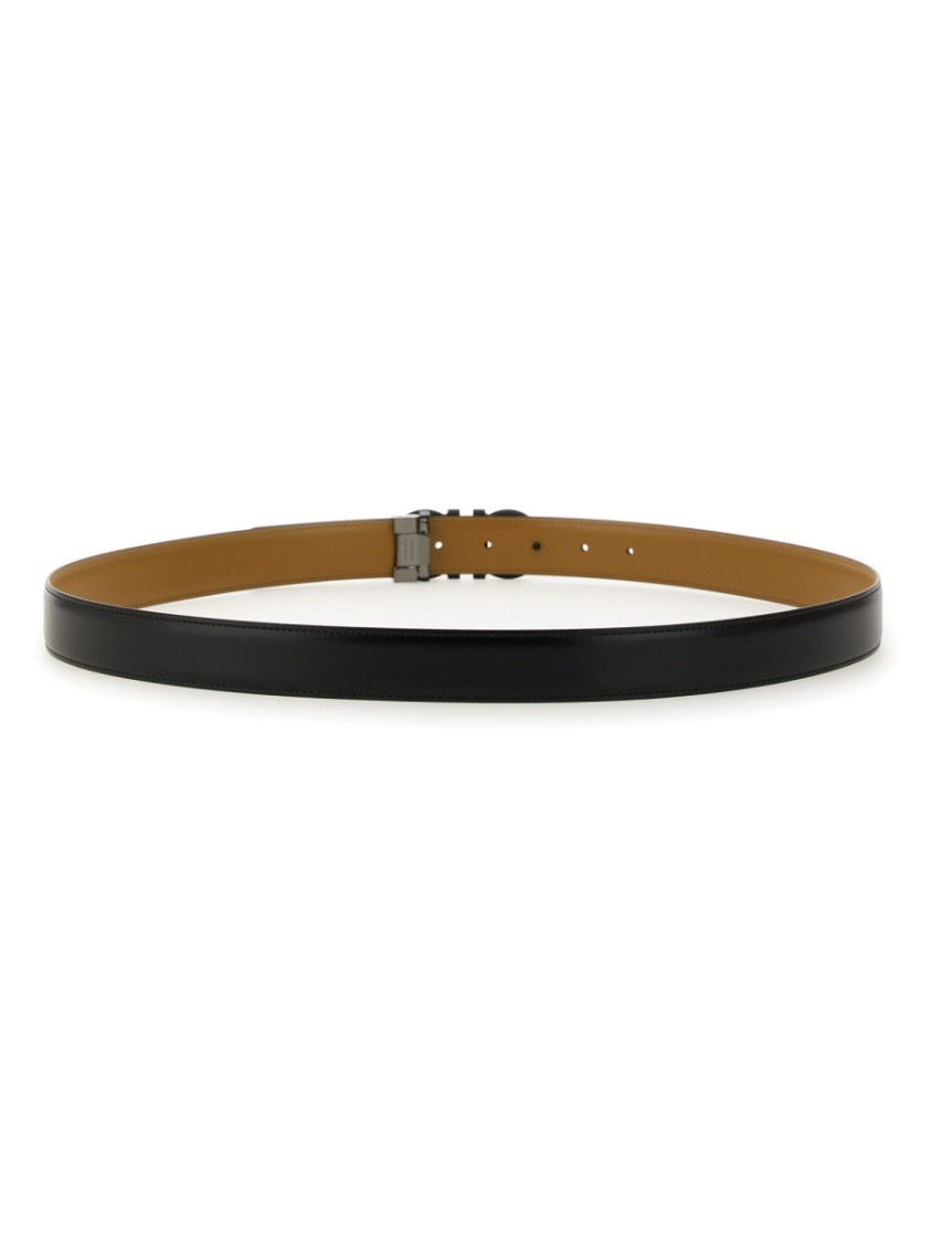 Ferragamo Reversible Gancini Belt In Black