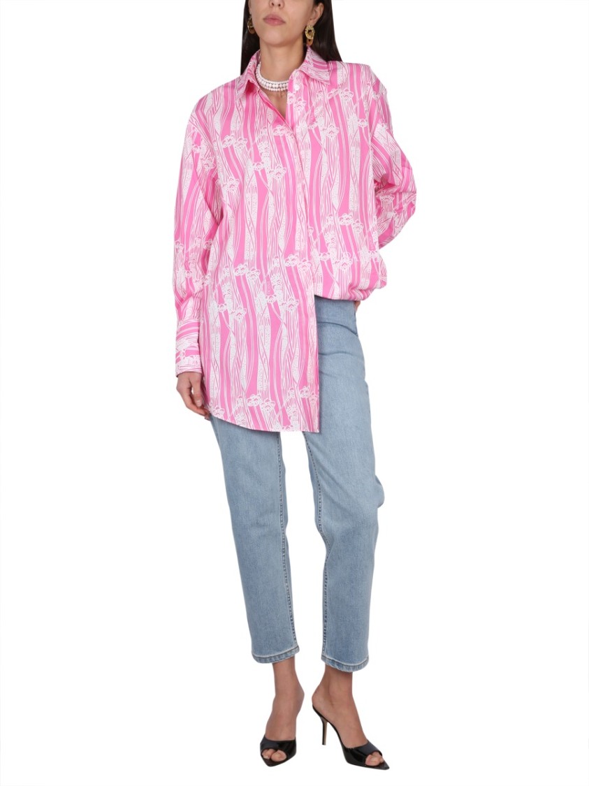Patou Abstract-print Mini Shirtdress In Pink