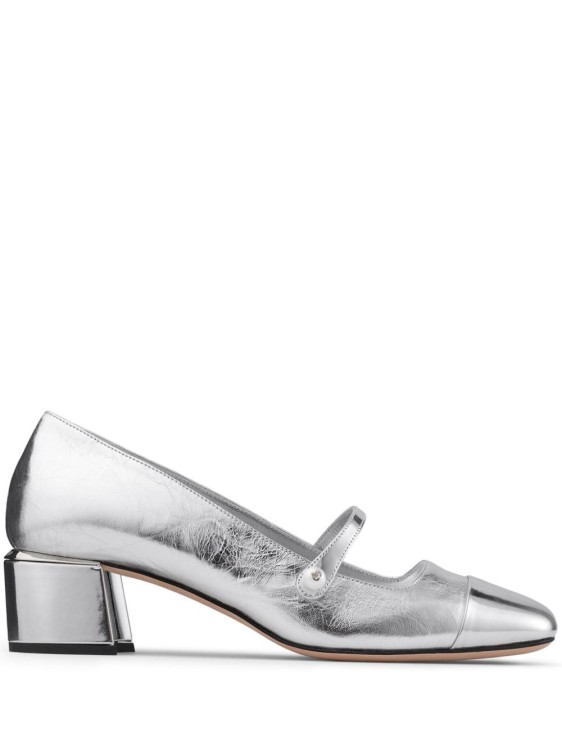 パンプス Jimmy Choo Rounded Toe Silver Leather Heeled Pumps With Jimmy Choo Rounded Toe Silver Leather Heeled With Front