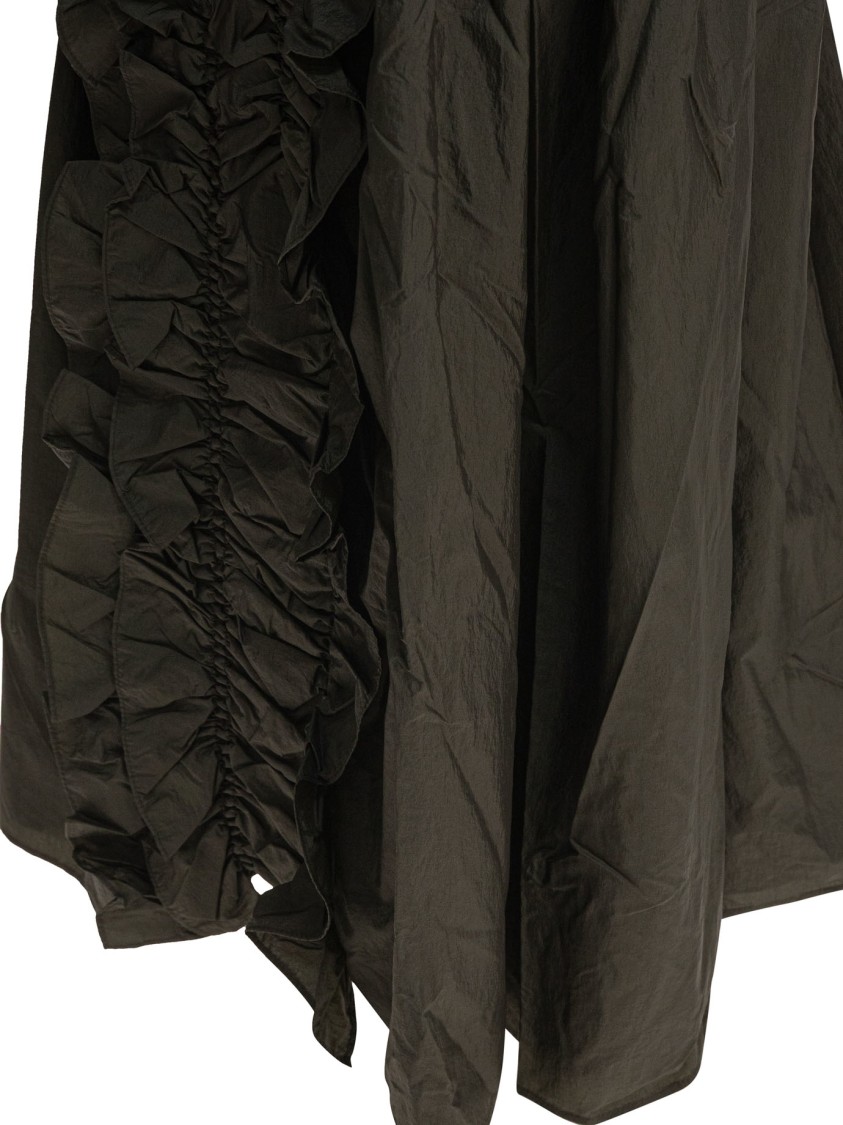 Cecilie Bahnsen Sleeveless Green Dress With Ruched Detailing In Black