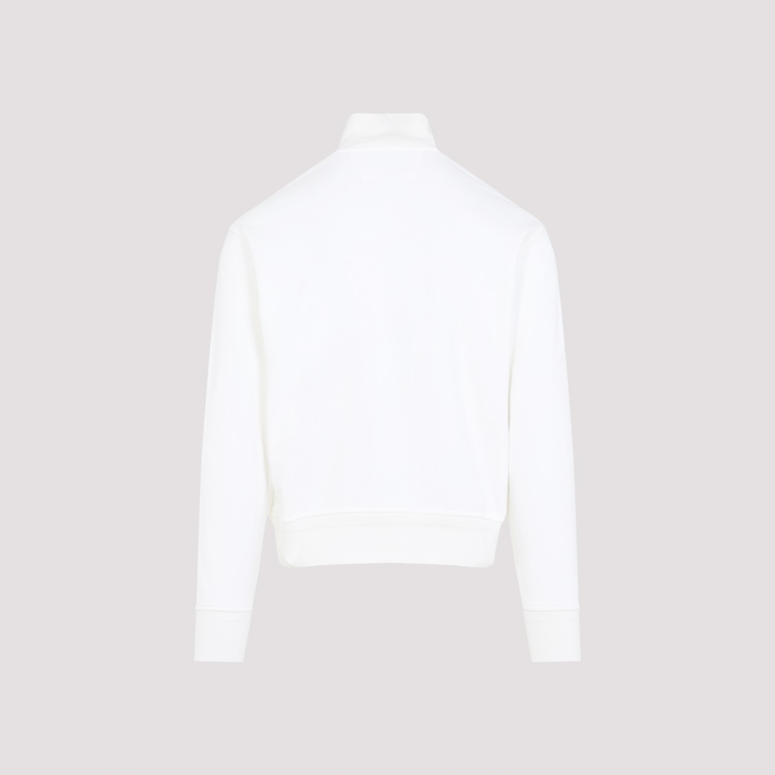 C.p. Company High-collared Button-up Jacket With Ribbed Details In White