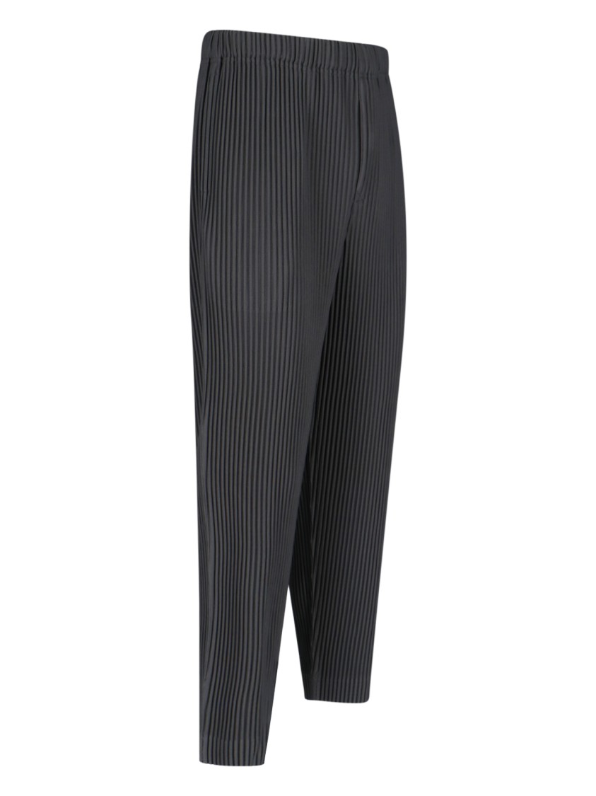 ISSEY MIYAKE HOMME PLISSÉ ISSEY MIYAKE HIGH-WAISTED GREY PLEATED TROUSERS WITH DRAWSTRING CLOSURE
