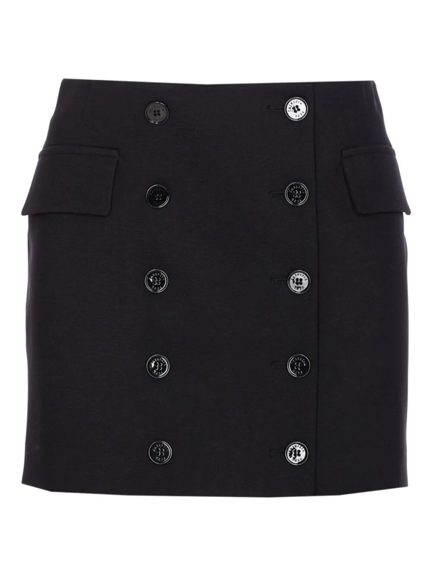 Patrizia Pepe Tailored Silhouette Skirt With Double-breasted Front In Black