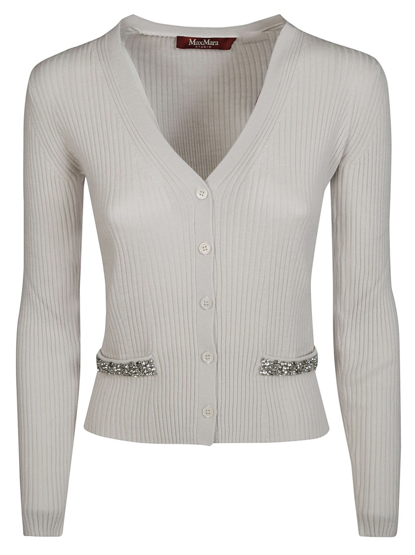 Max Mara Brandy Jewel Cardigan In White