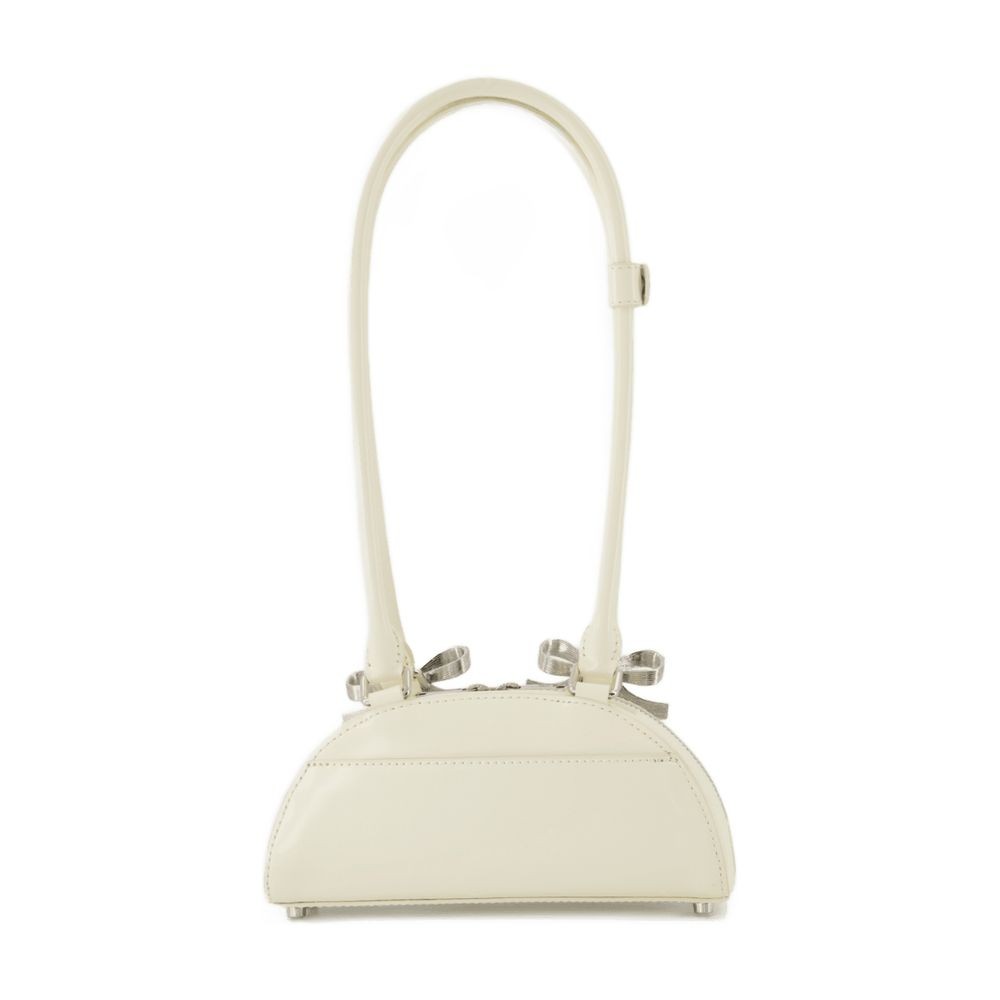 Shop Self-portrait Curved Mini Shoulder Bag - Leather - Neutral In Neutrals