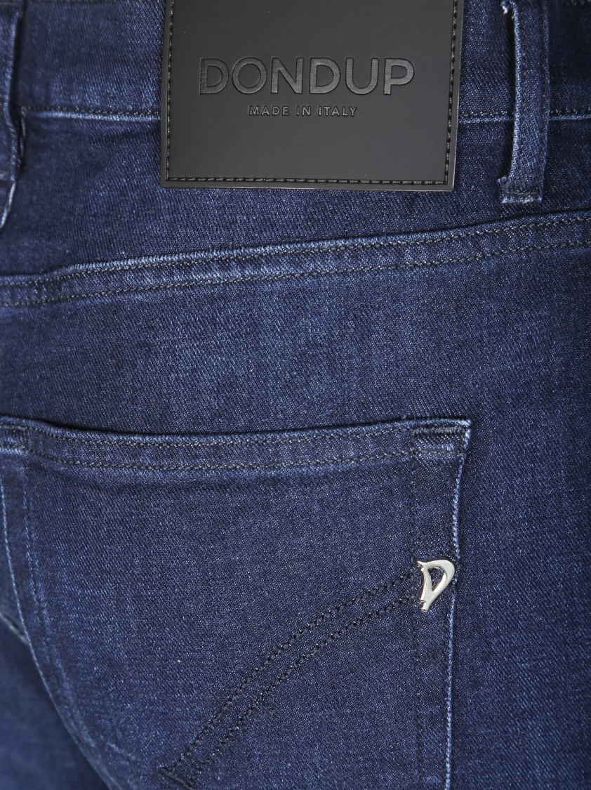 Dondup Classic Straight-leg Jeans With Dark Wash And Subtle Branding In Blue