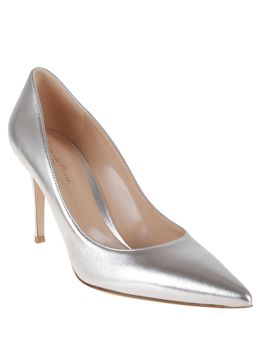 Gianvito Rossi High-heeled Pumps With Pointed Toe And Metallic Finish In Multi