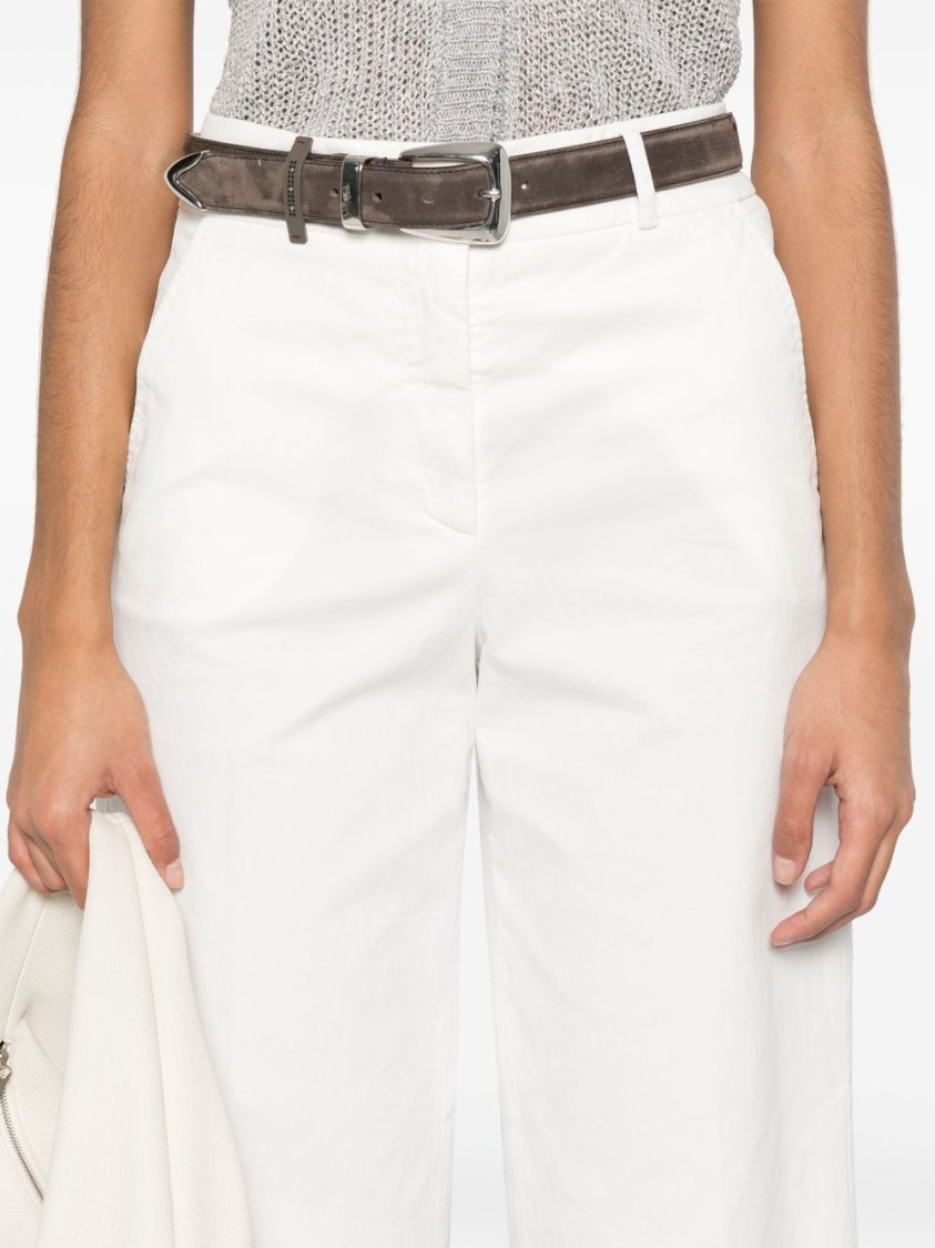 Peserico Wide-leg White Trousers With Hidden Closure In White