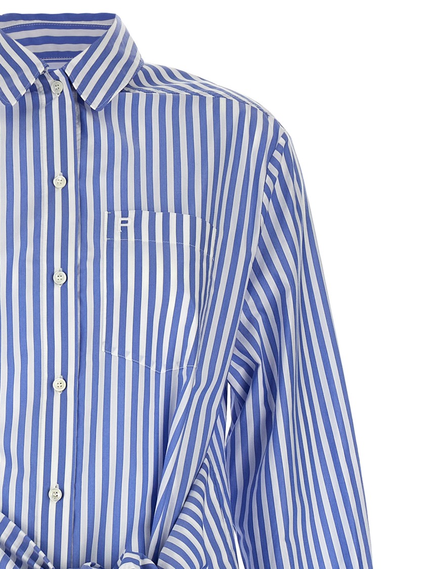 Philosophy Di Lorenzo Serafini Shirt-style Striped Cotton Blend Chemisier Dress In Blue