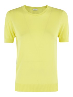 Malo Black Viscose T-Shirt With Semi-Transparent Inserts