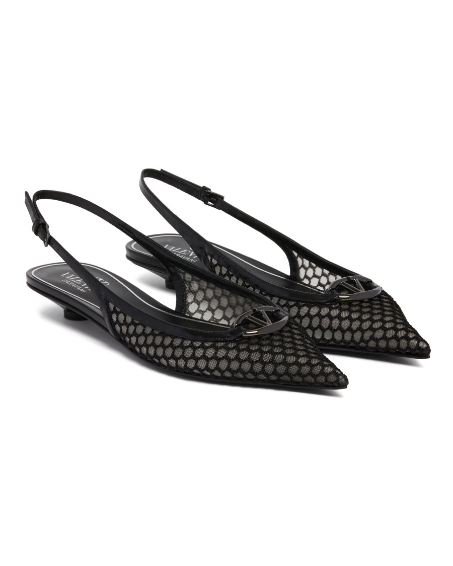Valentino Garavani Pointed Slingback Ballet Flats In Black
