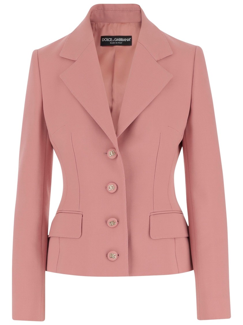 Dolce & Gabbana Single-breasted Pink Wool Jacket In Pink